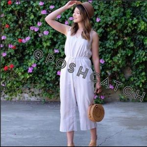 NEW Anthropologie Pink Striped Drawstring Jumpsuit